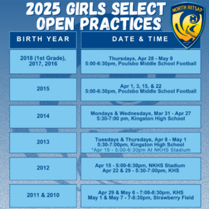 2025 Girls Select Open Practices
